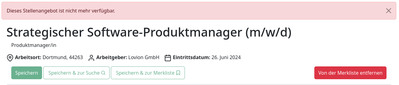 Stellenangebot nicht mehr verfügbar